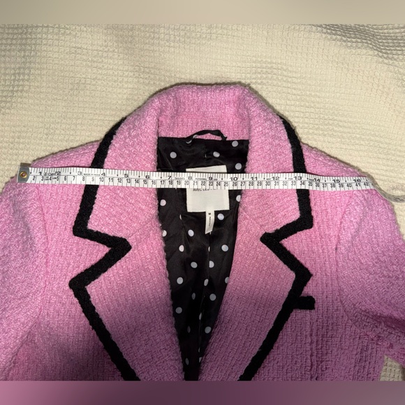 Anthro Avec Les Filles Pink Tweed Blazer – Black Trim, Size M - Picture 9 of 9